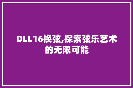 DLL16换弦,探索弦乐艺术的无限可能