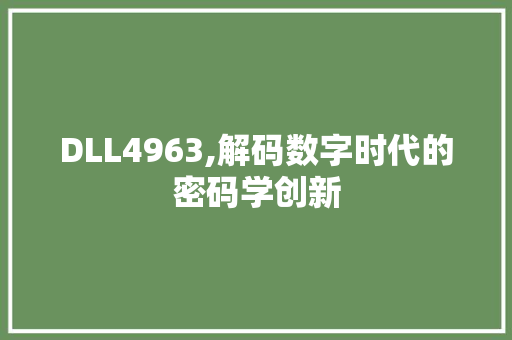 DLL4963,解码数字时代的密码学创新