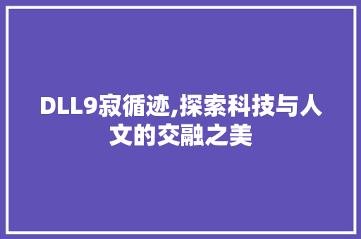 DLL9寂循迹,探索科技与人文的交融之美