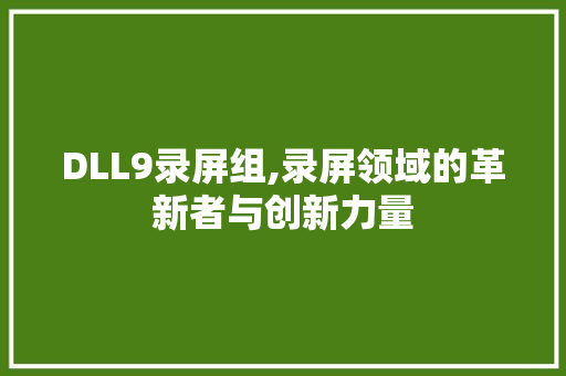 DLL9录屏组,录屏领域的革新者与创新力量