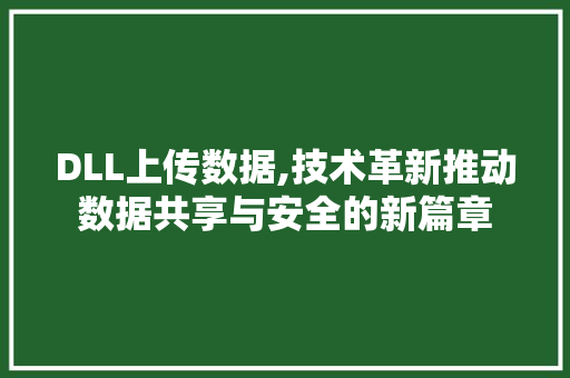 DLL上传数据,技术革新推动数据共享与安全的新篇章