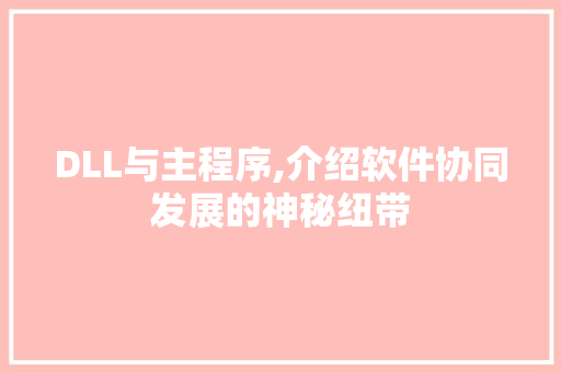 DLL与主程序,介绍软件协同发展的神秘纽带