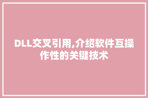 DLL交叉引用,介绍软件互操作性的关键技术