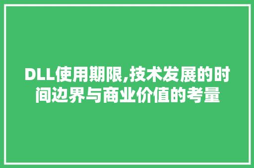 DLL使用期限,技术发展的时间边界与商业价值的考量
