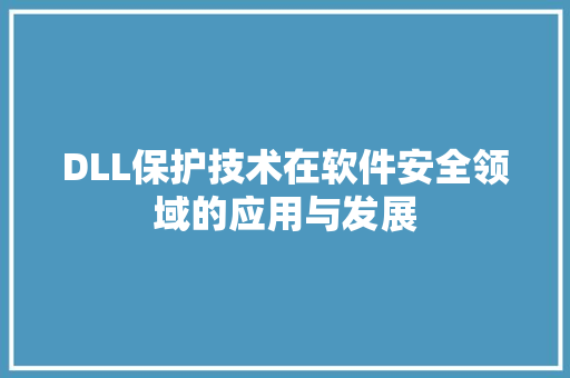 DLL保护技术在软件安全领域的应用与发展