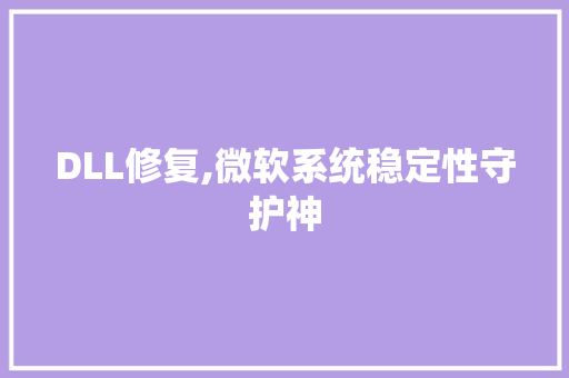 DLL修复,微软系统稳定性守护神