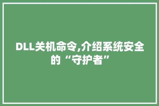 DLL关机命令,介绍系统安全的“守护者”