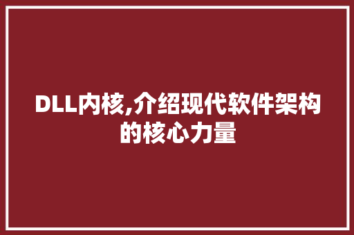 DLL内核,介绍现代软件架构的核心力量
