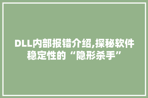 DLL内部报错介绍,探秘软件稳定性的“隐形杀手”
