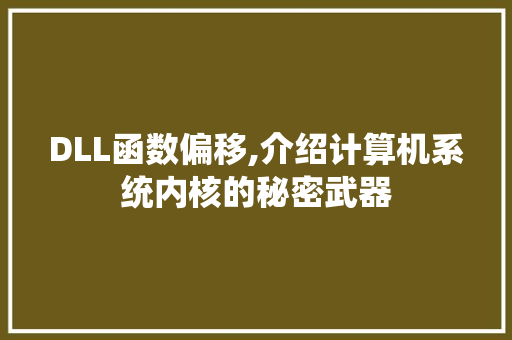 DLL函数偏移,介绍计算机系统内核的秘密武器 GoogleSEO