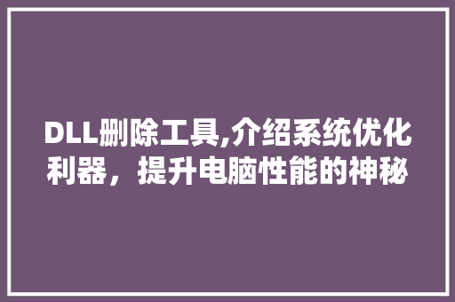 DLL删除工具,介绍系统优化利器，提升电脑性能的神秘钥匙