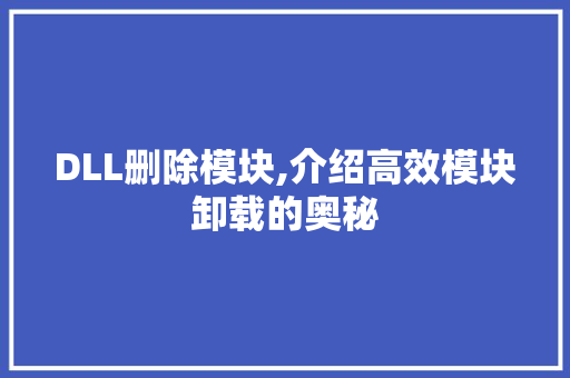 DLL删除模块,介绍高效模块卸载的奥秘 GoogleSEO