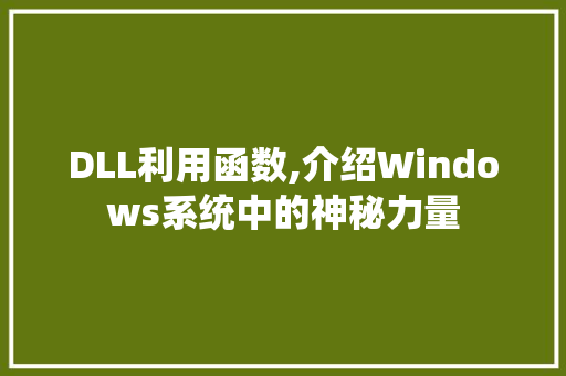 DLL利用函数,介绍Windows系统中的神秘力量 GoogleSEO