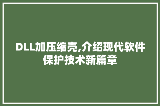 DLL加压缩壳,介绍现代软件保护技术新篇章