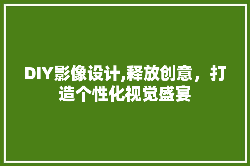 DIY影像设计,释放创意，打造个性化视觉盛宴