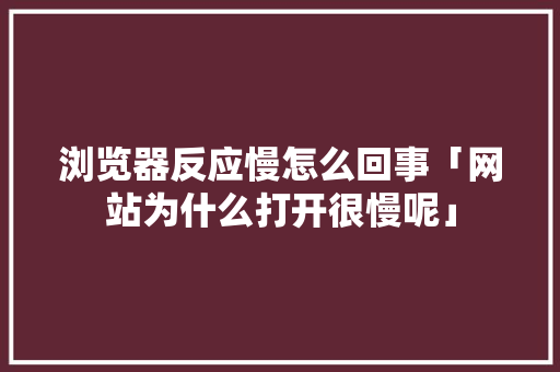 浏览器反应慢怎么回事「网站为什么打开很慢呢」 浏览器反应慢怎么回事「网站为什么打开很慢呢」 必应SEO