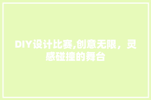 DIY设计比赛,创意无限，灵感碰撞的舞台