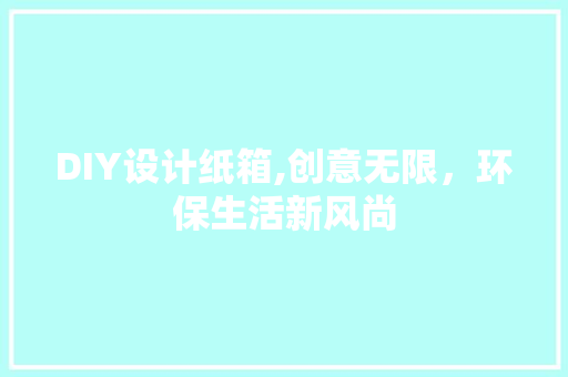 DIY设计纸箱,创意无限，环保生活新风尚