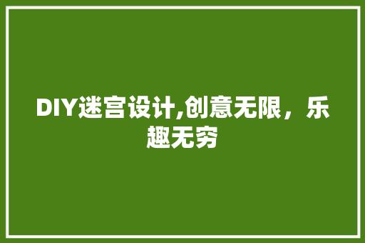 DIY迷宫设计,创意无限，乐趣无穷