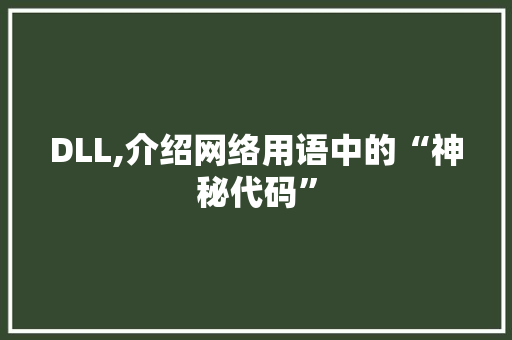DLL,介绍网络用语中的“神秘代码”