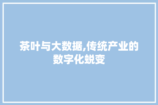 茶叶与大数据,传统产业的数字化蜕变