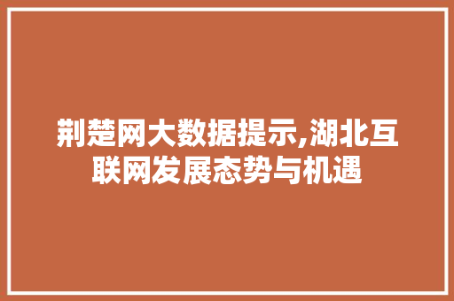 荆楚网大数据提示,湖北互联网发展态势与机遇
