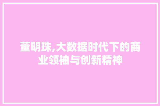 董明珠,大数据时代下的商业领袖与创新精神