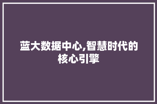 蓝大数据中心,智慧时代的核心引擎