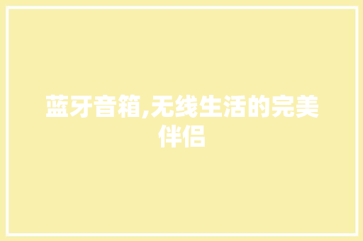 蓝牙音箱,无线生活的完美伴侣