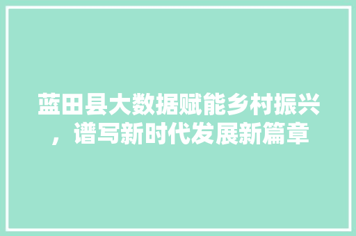蓝田县大数据赋能乡村振兴，谱写新时代发展新篇章
