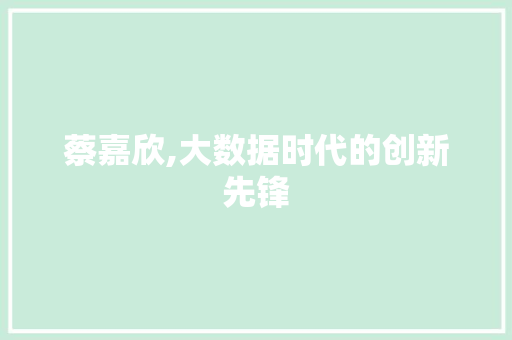 蔡嘉欣,大数据时代的创新先锋