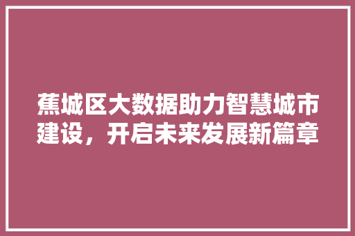 蕉城区大数据助力智慧城市建设，开启未来发展新篇章 神马SEO