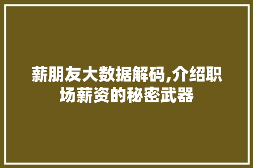 薪朋友大数据解码,介绍职场薪资的秘密武器 必应SEO