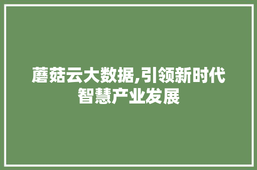蘑菇云大数据,引领新时代智慧产业发展 搜狗SEO