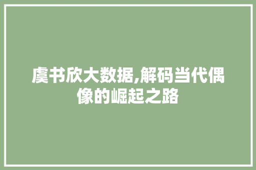 虞书欣大数据,解码当代偶像的崛起之路