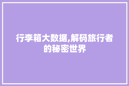 行李箱大数据,解码旅行者的秘密世界