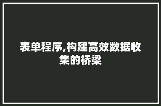 表单程序,构建高效数据收集的桥梁