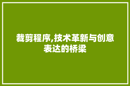 裁剪程序,技术革新与创意表达的桥梁