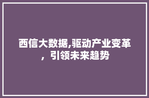 西信大数据,驱动产业变革，引领未来趋势 必应SEO