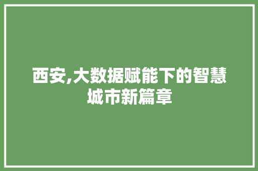 西安,大数据赋能下的智慧城市新篇章