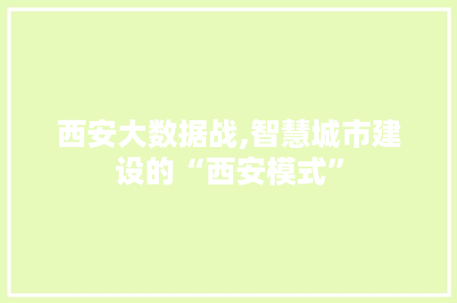 西安大数据战,智慧城市建设的“西安模式”