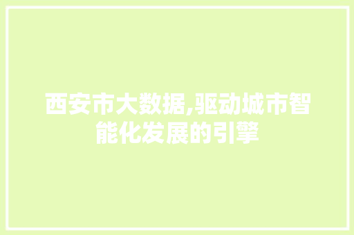 西安市大数据,驱动城市智能化发展的引擎