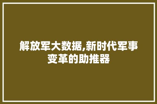 解放军大数据,新时代军事变革的助推器
