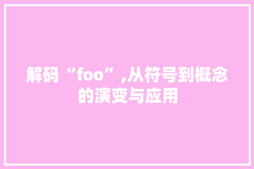 解码“foo”,从符号到概念的演变与应用
