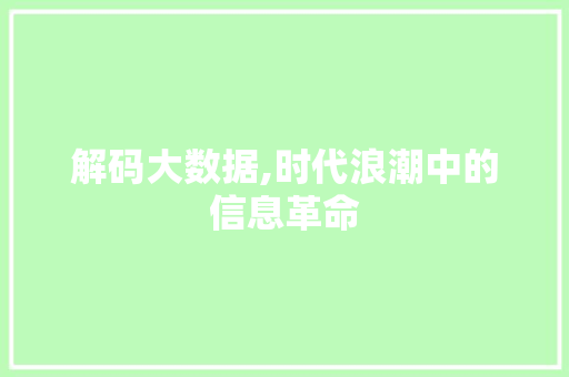 解码大数据,时代浪潮中的信息革命 搜狗SEO