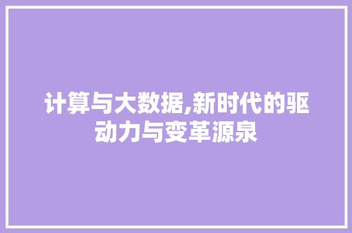 计算与大数据,新时代的驱动力与变革源泉