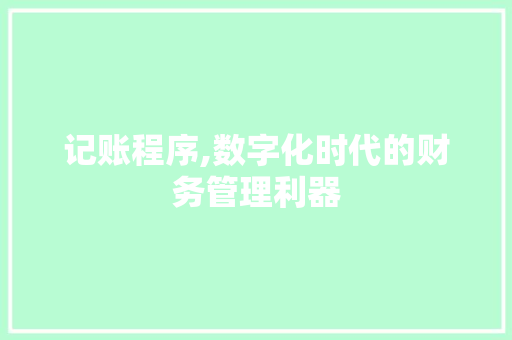 记账程序,数字化时代的财务管理利器