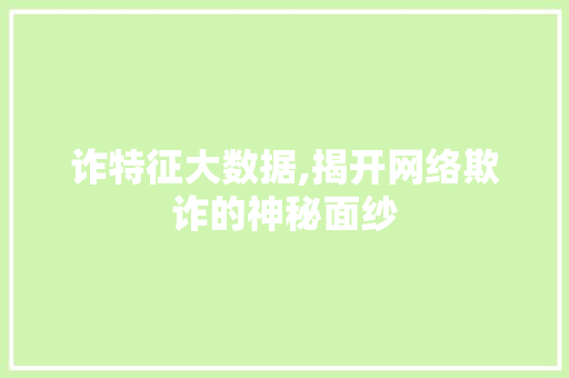 诈特征大数据,揭开网络欺诈的神秘面纱