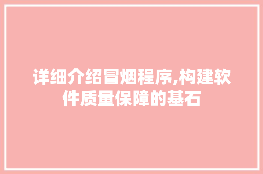 详细介绍冒烟程序,构建软件质量保障的基石 GoogleSEO