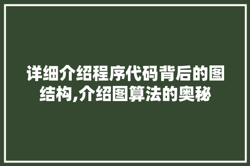 详细介绍程序代码背后的图结构,介绍图算法的奥秘